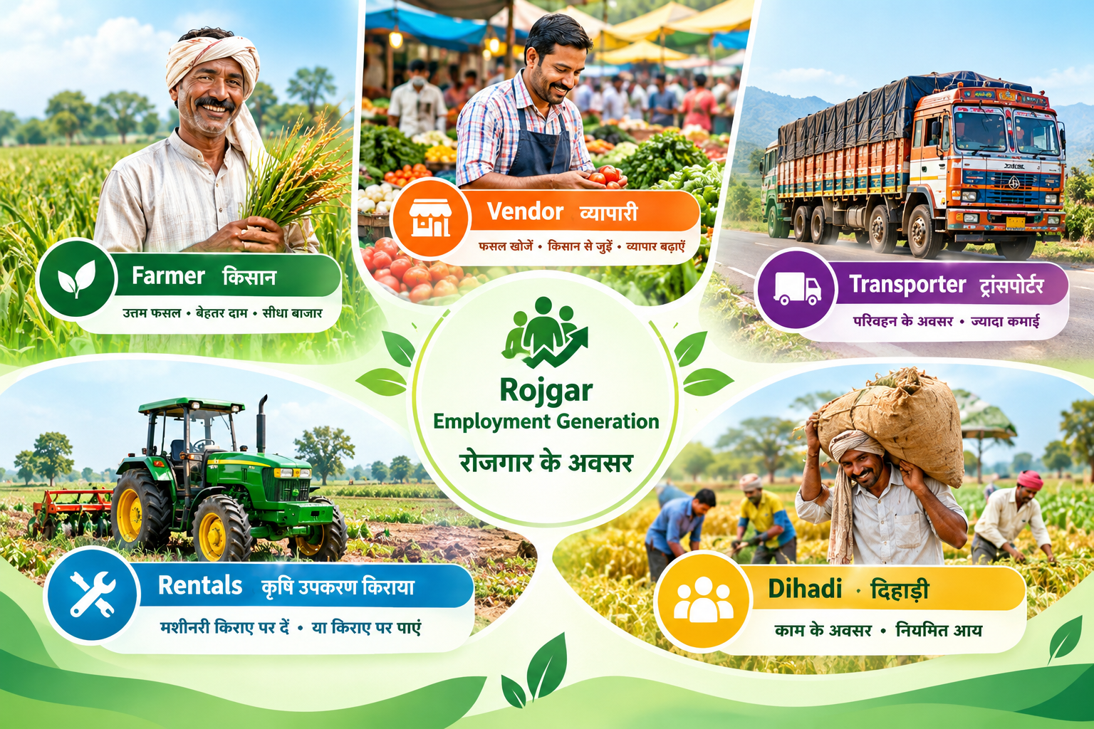 Kisan Agri Connect employment opportunities for farmers, vendors and transporters